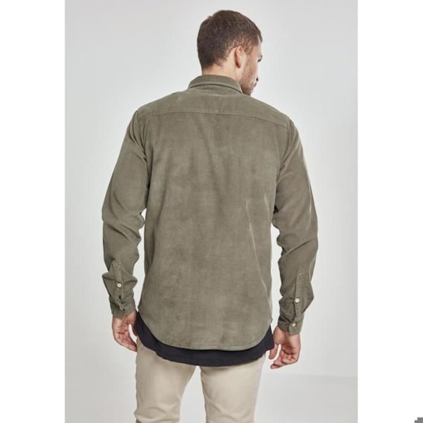 Skjorte - Urban Classic - Fløjl - Olivengrøn - Regular fit - Lange ærmer oliv M
