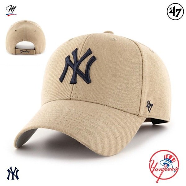 Casquette Relaxed Fit - 47 Brand - MVP New York Yankees - Beige - Justerbar - Efterår/vinter khaki beige