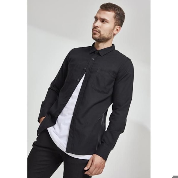 Størrelsesskorte skjorte - Urban Classic - Flannel - Behagelig - Moderne stil - Ternet mønster svart/svart XL