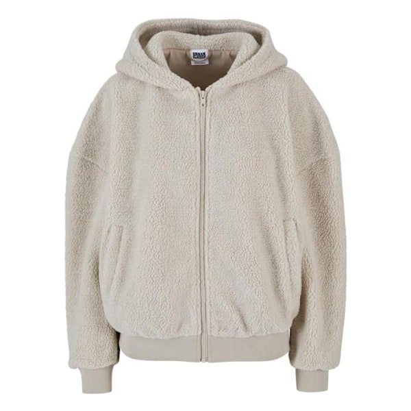 Hætte sweatshirt med lynlås - Urban Classics - Oversize Sherpa - Farve wetsand - Dame - Lange ærmer våtsand XXXXXL