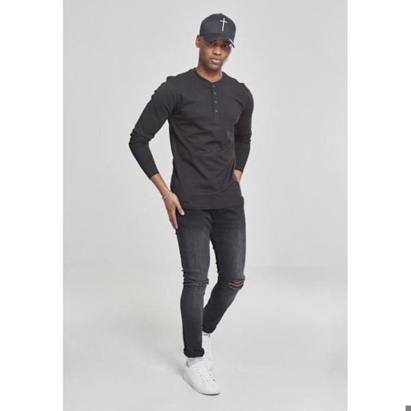 T-paita - Urban Classics - Henley - Pitkät hihat - 90% Puuvilla - Väri Musta svart jag