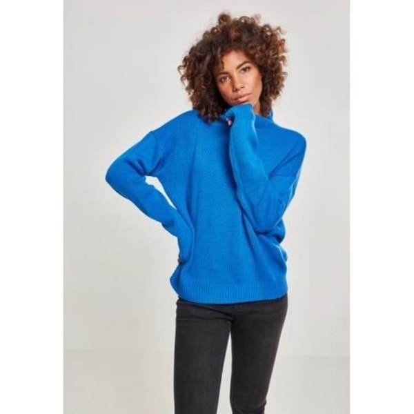 Oversized stickad sweatshirt med sköldpaddsringad Blå XXXL