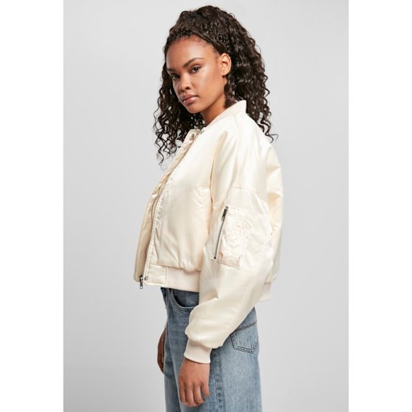 Bomber-nainen - Urban Classics - Ylisuuri satiini - Suuret koot - Tyynypinnoitus - Taffetal lining Vit XXL