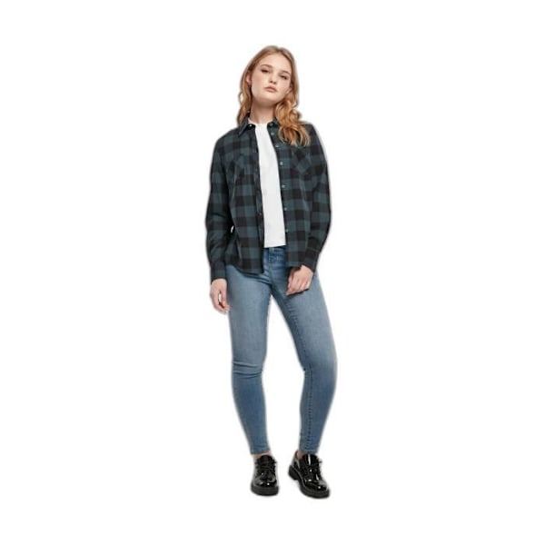 Naisten ruudullinen flanellipaita Urban Classics Blågrön/svart XS