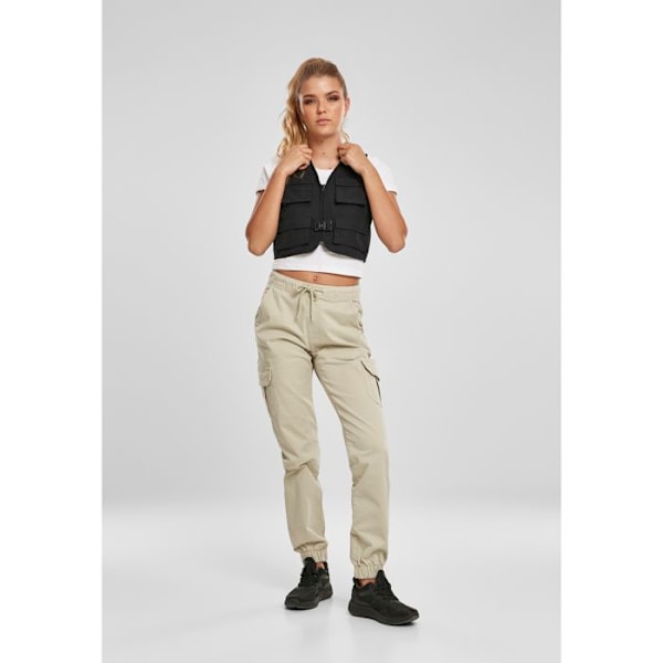 Damejakke - Urban Classics - Kort taktisk - Sort - 4 lommer - Robust nylon svart jag