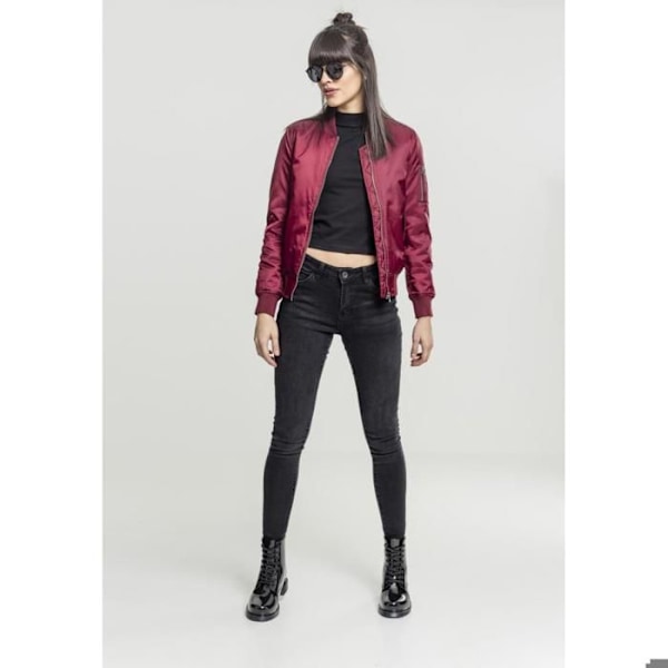 Bomber Femme - Urban Classic - Basic - Bordeaux - Lomme med lynlås - Orange foring Bordeaux S