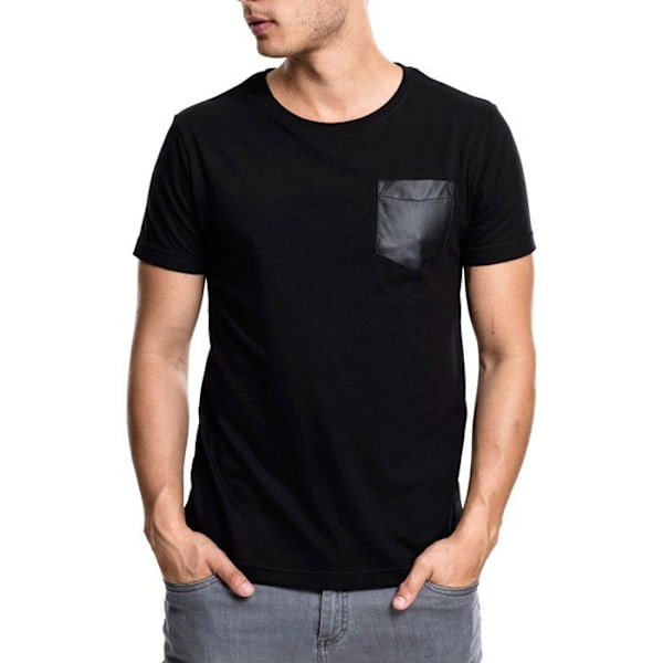 T-shirt - Urban Classic - Imitationslæder - Brystlomme - Korte ærmer - Sort svart/svart S