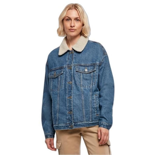 Urban Classics GT damoversized jeansjacka i sherpakrage - blå Blå XXXL