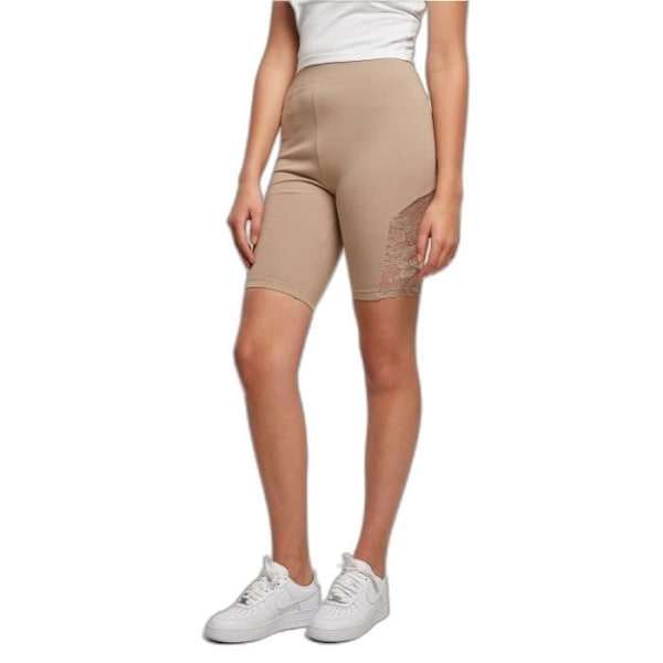 Kort cykelshorts til kvinder - Urban Classics - Snit med blonder - Høj talje - Brun - XL kastanj XS