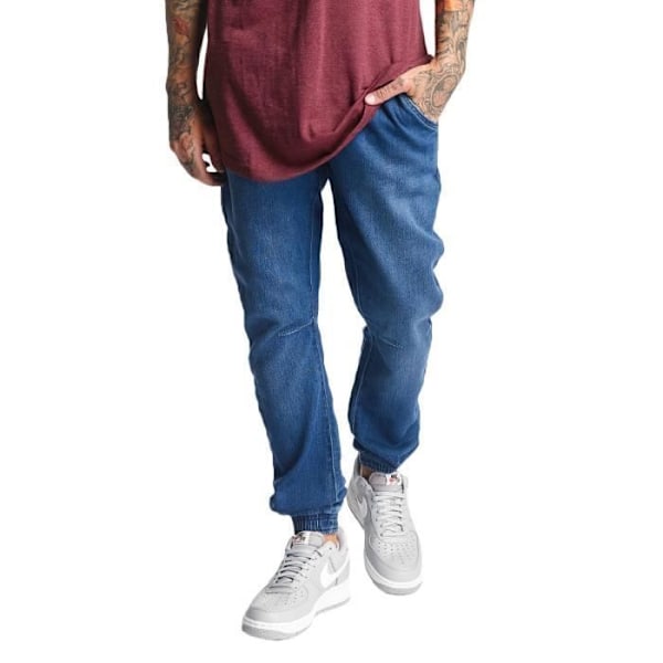 Joggingbyxor - Urban Classics - Denim Stickad - Blå - Herr - Andningsbar Blå jag