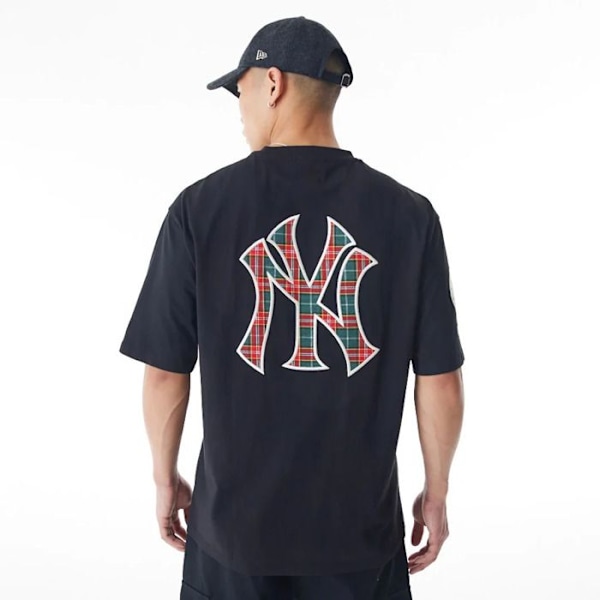 T-shirt - New York Yankees - Tartan Infill - Oversize - 100% Bomuld - Korte Ærmer blkwhi jag