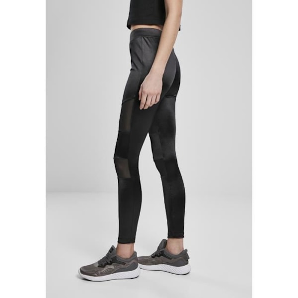Leggings til kvinder - Urban Classics - Shiny Tech Mesh - Sort - Fitness - Vandtæt sort XS