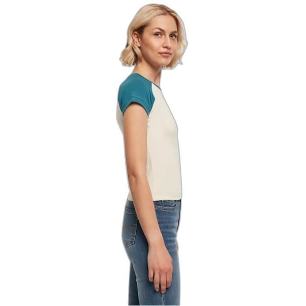 T-paita baseball retro nainen Urban Classics Organic Stretch - valkoinen/sininen - S Vit/ankblå S