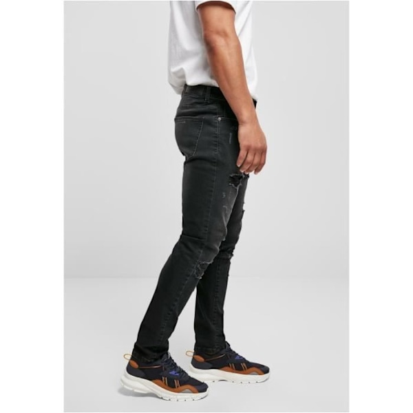 Slim jeans Urban Classics Heavy Destroyed - sort - 40x32 - Mand - Åndbar Svart 40