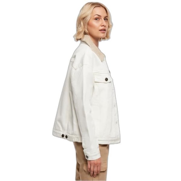 Urban Classics Damjacka i oversize sherpakrage - benvit - XL Äggskal XS
