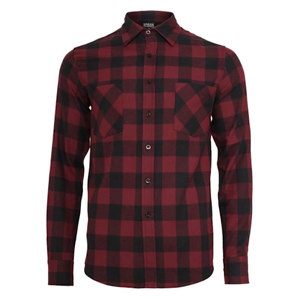 Skjorte - Urban Classic - Flannel - Sort/Bordeaux - Voksen - 100% Cotton svart/vinröd S