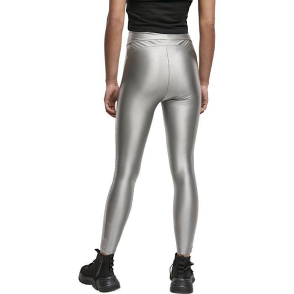 Urban Classics Shiny Metalic leggings med hög midja för kvinnor Mörksilver XL