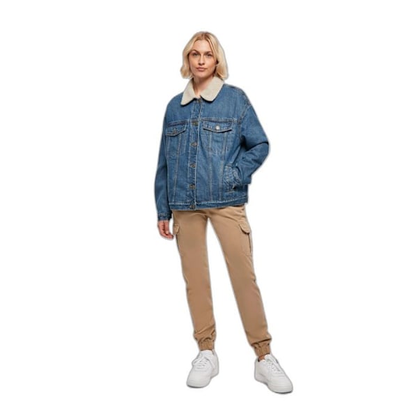 Jeansjakke - Urban Classics - Oversized - Sherpa-krave - Blødt foder - Dame marinblå jag