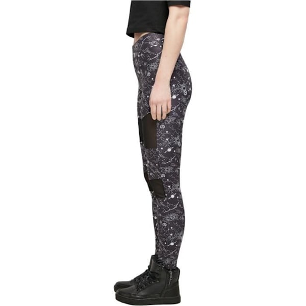 Urban Classics Tech Mesh AOP leggings för damer - svarta - M Svart S