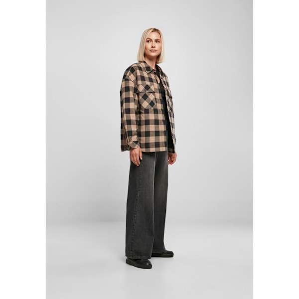 Flanellskjorta - Urban Classics - Vadderad - Rutig mönster - Oversize passform - Vadderad foder svart/taupe S