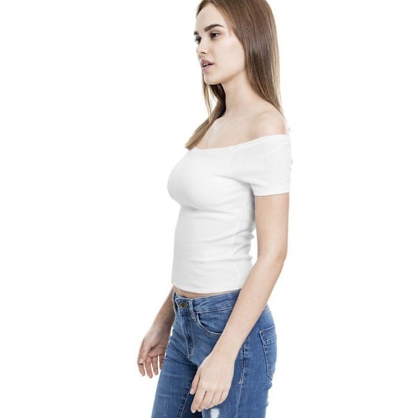 Urban Classics Naiset - Olkapäällä Rib Top ilman olkaimia hvid L