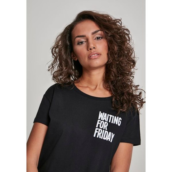 T-shirt til kvinder - MISTER TEE - Venter på fredag - Sort - Korte ærmer - Rund hals sort XL