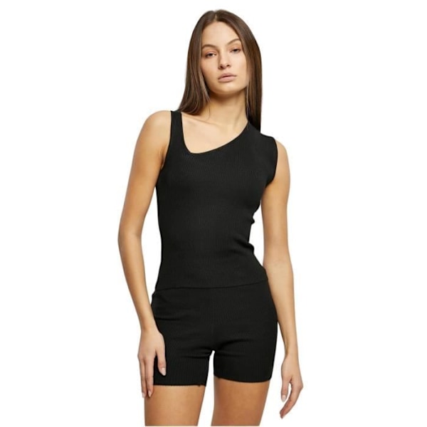 Urban Classics Rib asymmetriskt stickat linne för dam Svart XS