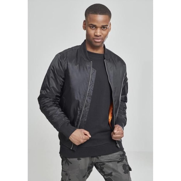 Veste - Urban Classics - Basic Bomberjakke - Sort - Unisex - Orange foring svart S