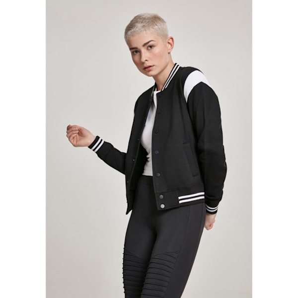 Teddyjacka för kvinnor Urban Classic inet college sweat svart vit XL