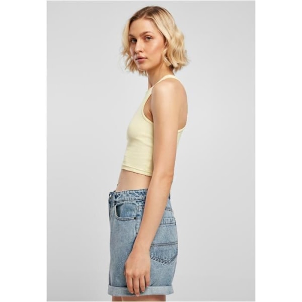Urban Classics Ribbed Cropped Linne för kvinnor - Gul - L Gul jag