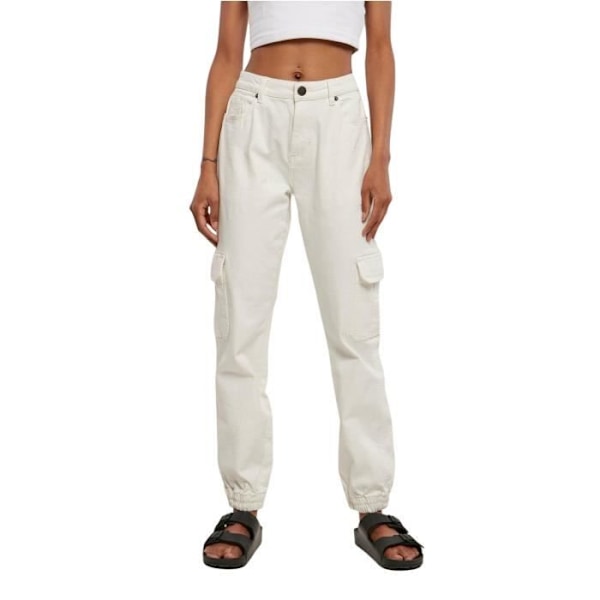 Cargo byxor för kvinnor - Urban Classics - Ekologisk stretch denim - Off-white - Storlek 31 - Andningsbar Äggskal 31