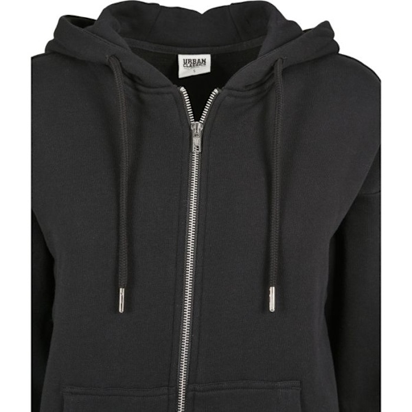 Huvtröja - Urban Classics - Zip - Svart - Ekologisk bomull - Stora storlekar svart XXL