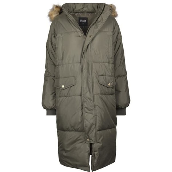 Oversized Frakke i Falsk Pels til Kvinder - Urban Classics Ladies - Olivengrøn Oliv XS