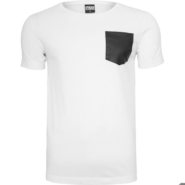 T-shirt - Urban Classic - Imiteret læder - Brystlomme - Korte ærmer - Hvid/Sort vit svart M