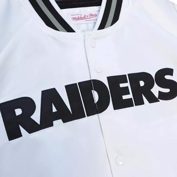 Satiinitakki - Oakland Raiders - Unisex - Amerikkalainen jalkapallo - Pitkät hihat - 100% polyesteri Vit jag