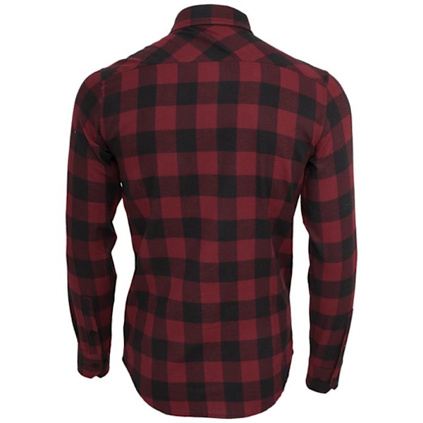 Skjorte - Urban Classic - Flannel - Sort/Bordeaux - Voksen - 100% Cotton svart/vinröd S
