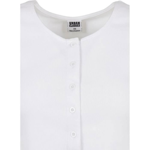 T-shirt dam - Urban Classics - Kort knäppning i ribb - Vit - Kortärmad - Storlek S Vit XS