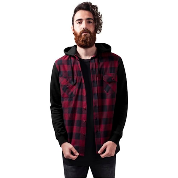 Huppari - URBAN CLASSICS - Flanelli - Punainen - Pitkät hihat - Normaali sort/rød/sort M