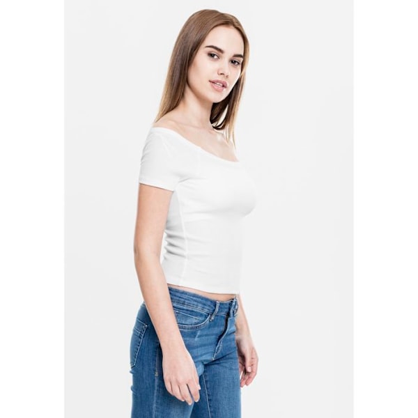 Top uden stropper - URBAN CLASSICS - Off Shoulder Rib Top - 97% bomuld - Tætsiddende - Kvinde Vit S