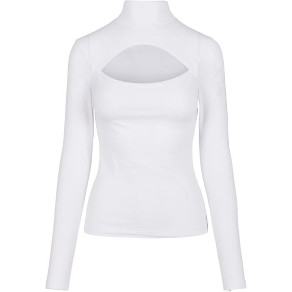 Naisten suurikokoinen t-paita - Urban Classics - Pystykrae - Pitkähihainen - Venyy Jersey - Kiinteä malli Vit XXXXXL