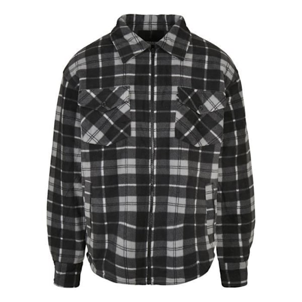 Veste - Urban Classics - Plaid Teddy - 5XL - Sort/Hvid - Sherpa-foring