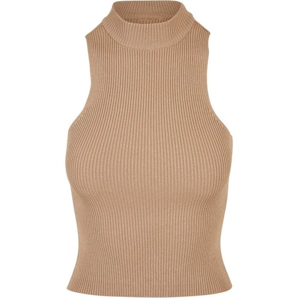 Urban Classics Naiset - Lyhyt Rib Knit Kauluspaita Toppimalli Beige XXXXXL