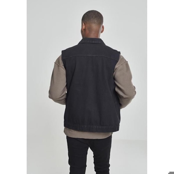 Jeansjacka - URBAN CLASSICS - Ärmlös väst - Blå färg - Unisex - 100% Bomull svart jag