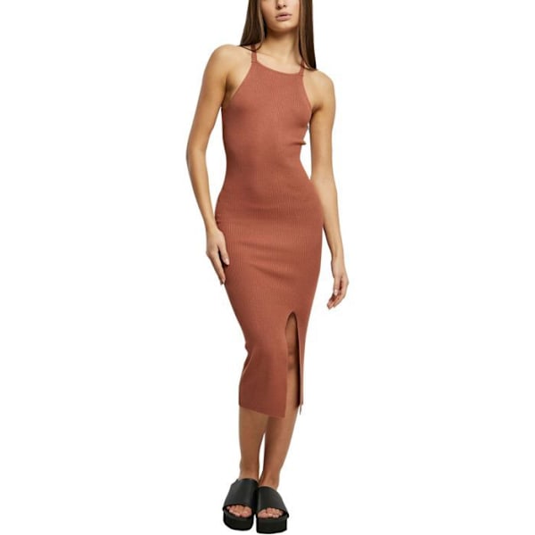 Urban Classics Damer - Midi Rib Strik Robe Brun XXL