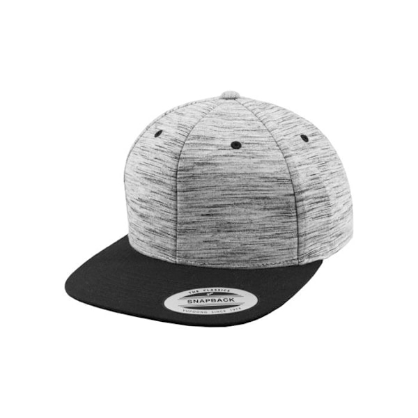 Snapback Kasket - Flexfit - STRIBER MELANGE - Sort/Grå - One Size - 6 paneler høj profil sort grå