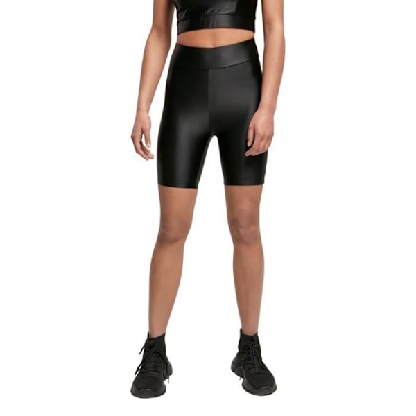 Sykelsort shorts til kvinder - Urban Classics - Shiny Metalic - Dobbeltpakke - Metalnylon - Elastisk bånd Svart XL