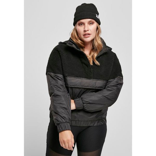 Polaire dame - Urban Classics - Sherpa trøje - Sort - Store størrelser - Åndbar svart/svart XXXXL