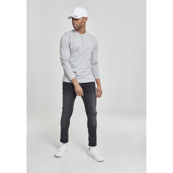 T-shirt - Urban Classics - Henley - Lange ærmer - 90% bomuld - Farve grå grå jag