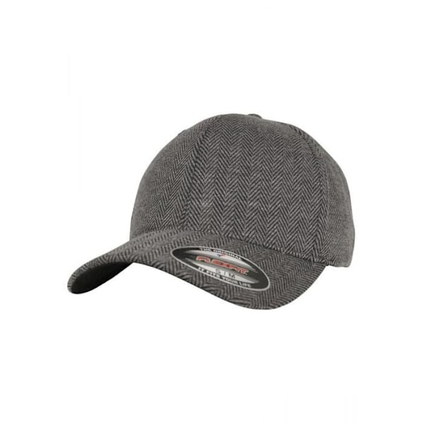 Lippis - Flexfit - Herringbone Melange - Musta - 80% Polyester - Unisex sort S / M