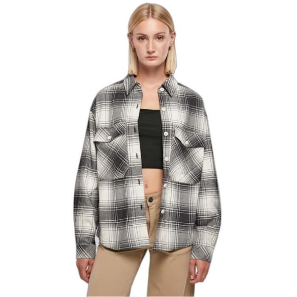 Oversize ternet skjorte til kvinder Urban Classics GT - hvid/sort - 2XL vit svart XXXXXL